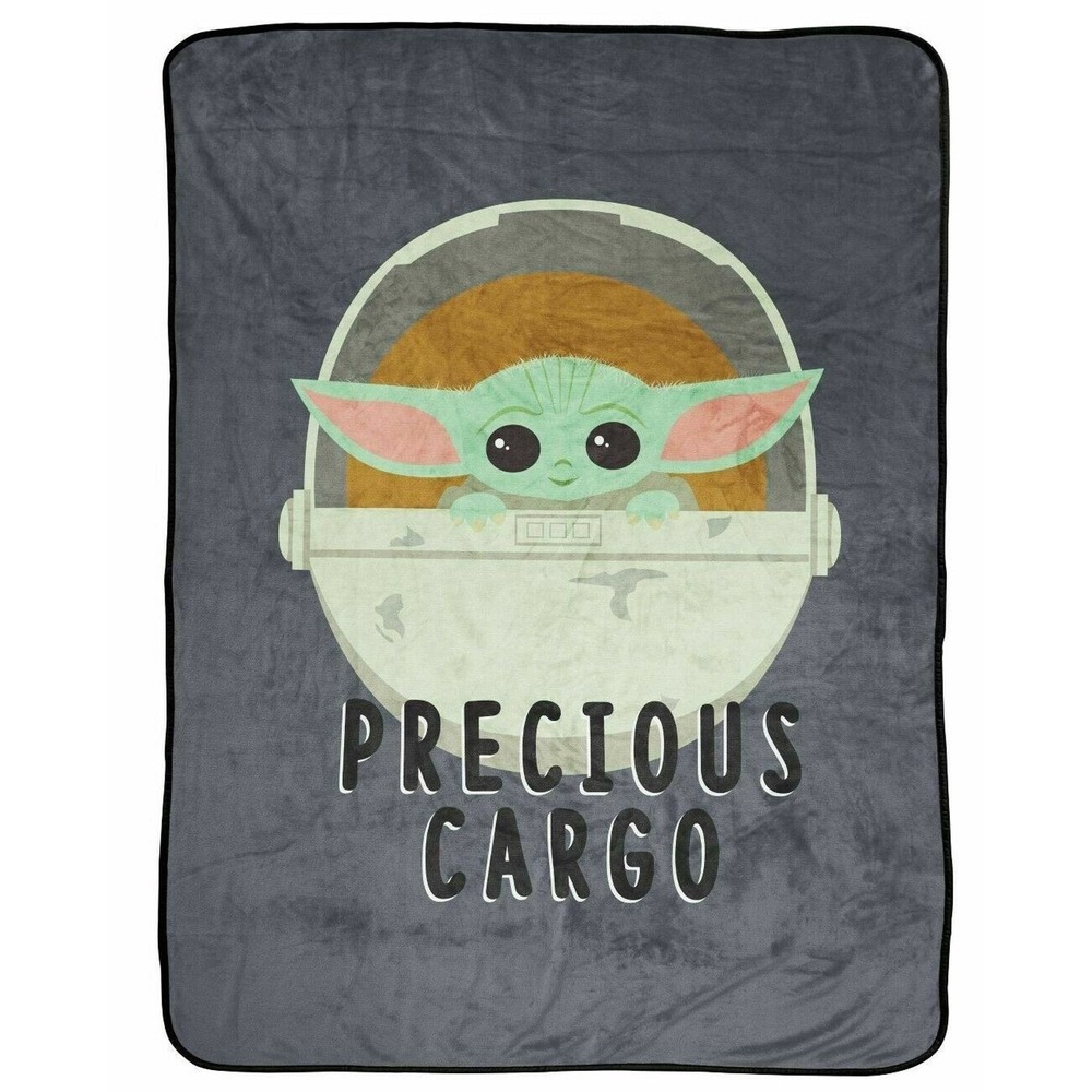 Star Wars Mandalorian Grogu Plush Throw 46x60 Gray Baby Yoda New Precious